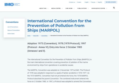 MARPOL - International Convention for the Prevention of Pollution from Ships (MARPOL)    